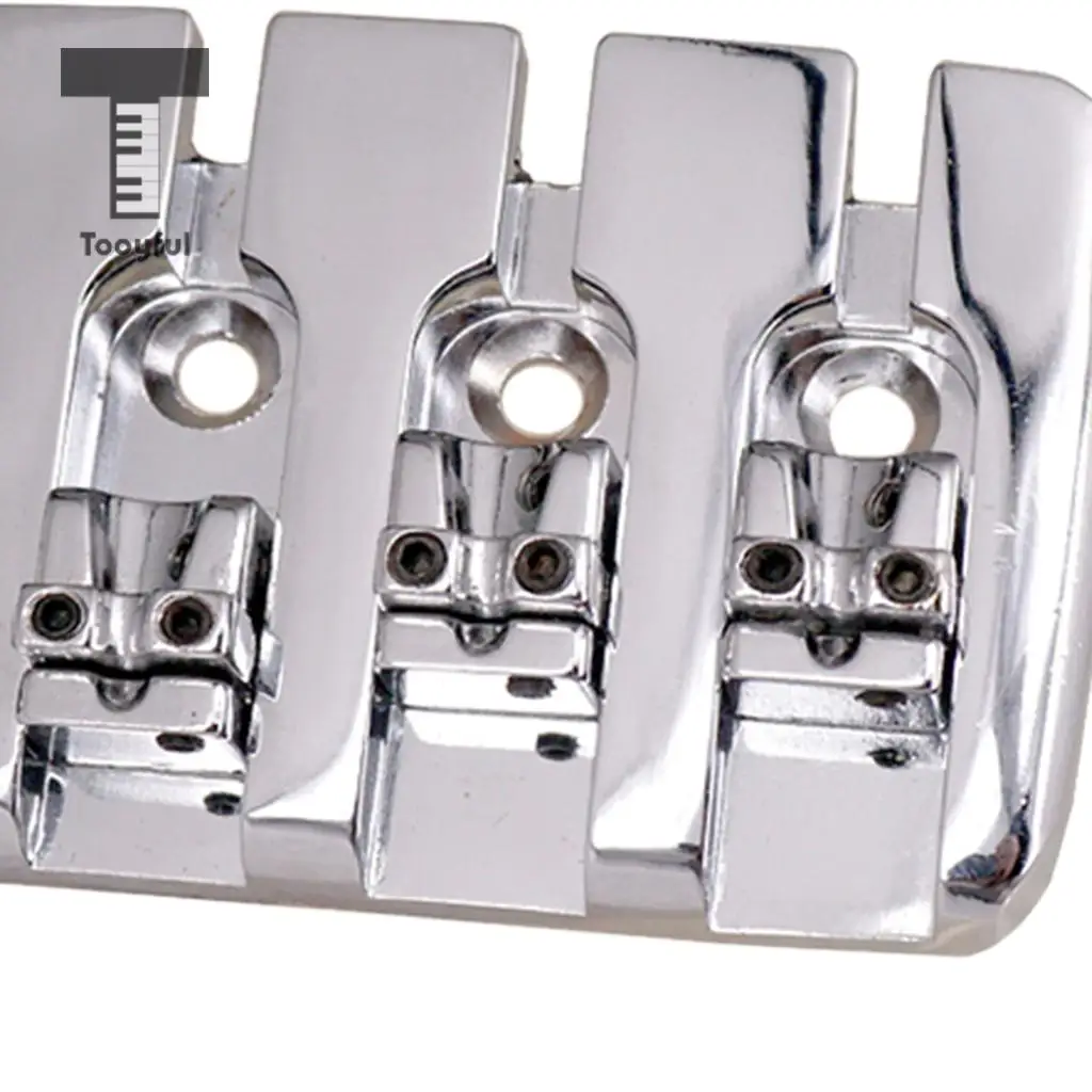 Tooyful Bass Bridge Tailpiece with Screws Wrench for 4 String Electric Bass Replacement Parts Black