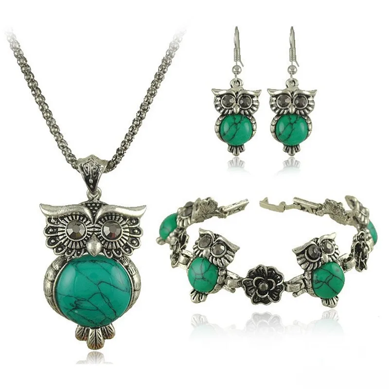

Delicate cute owl small pendant long chain necklace women's trendy sweater decoration accessory jewelry sets 3 PCS/SET