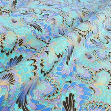 Японский Стиль Bronzing павлиньи перья печатных хлопчатобумажная ткань лоскутное шитье Материал Diy Костюмы 140 см широкий