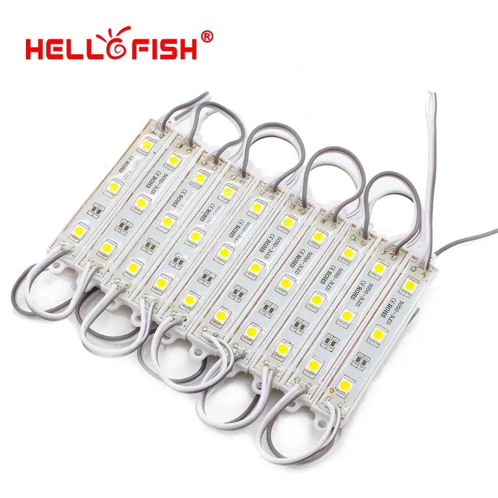 Hello Fish 100 шт. DC12V 5050 3 светодиодный модуль зеленый/красный/синий/белый/теплый белый IP65 водонепроницаемый