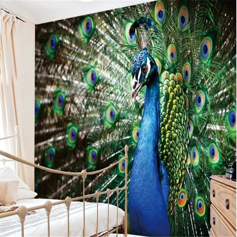 

beibehang custom photo wallpaper-3d Luxury Quality HD Beautiful peacock Creators of Modern Art mural-3d papel de parede