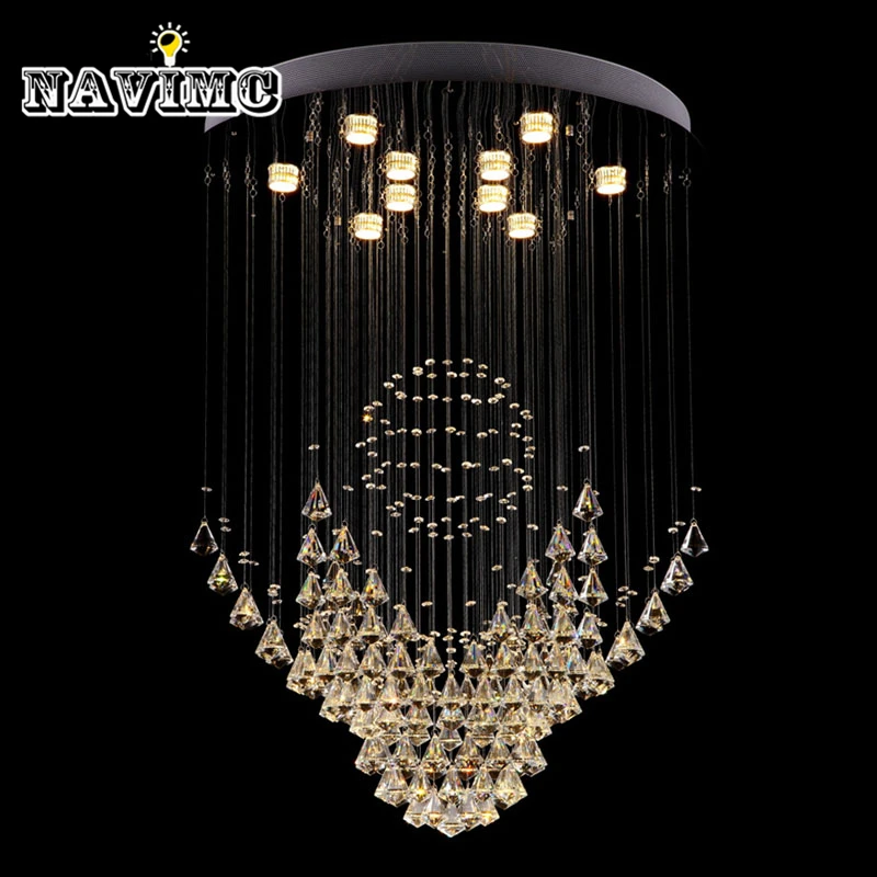 

Art Deco Remote Control LED Crystal Ceiling Lights Staircase Lighting Fixture For Dining Room Bedroom Restaurant Wireless Lamp