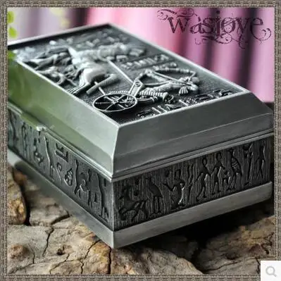 Egyptian Style Sall Size Alloy Metal Jewelry Storage Box Earring Storage Container Tin Box For Girl's Gift Z037 - Image 3