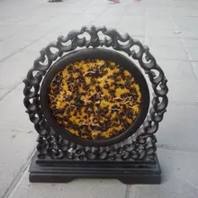 Красивое украшение! Элегантный старый QingDynasty hawksbill экран, ручная резьба по краям