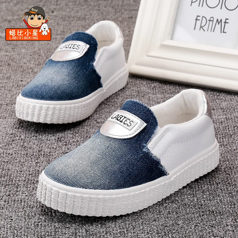 2016 spring and Autumn LABIXIAOXING children Canvas sneakers casual jeans slip on shoes boy and girl