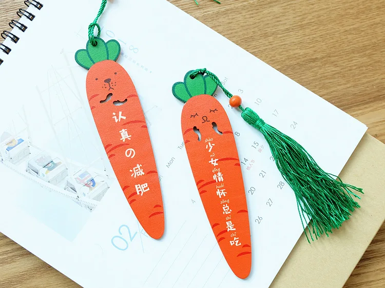 Coloffice 1 шт творческий Симпатичные Морковь деревянный закладки/персонализированные кисточкой деревянный закладки язык прилив морковь