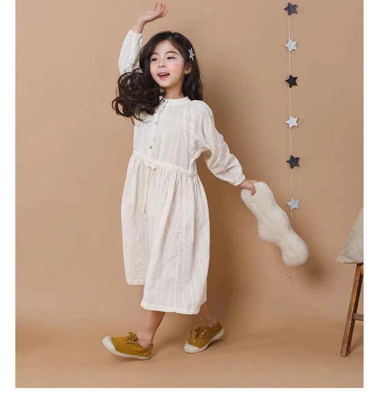 School Maxi Long Cotton Toddler Dress Girl Autumn Spring 2019 Girl Teenage Clothes Dresses White Beige Children Clothing (4).jpg