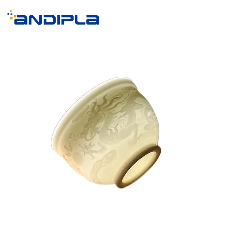 

75ml Jade Porcelain Teacup Embossed Dragon Phoenix Auspicious Small Tea Bowl As Collection Birthday Gifts Master Puer Tea Cups