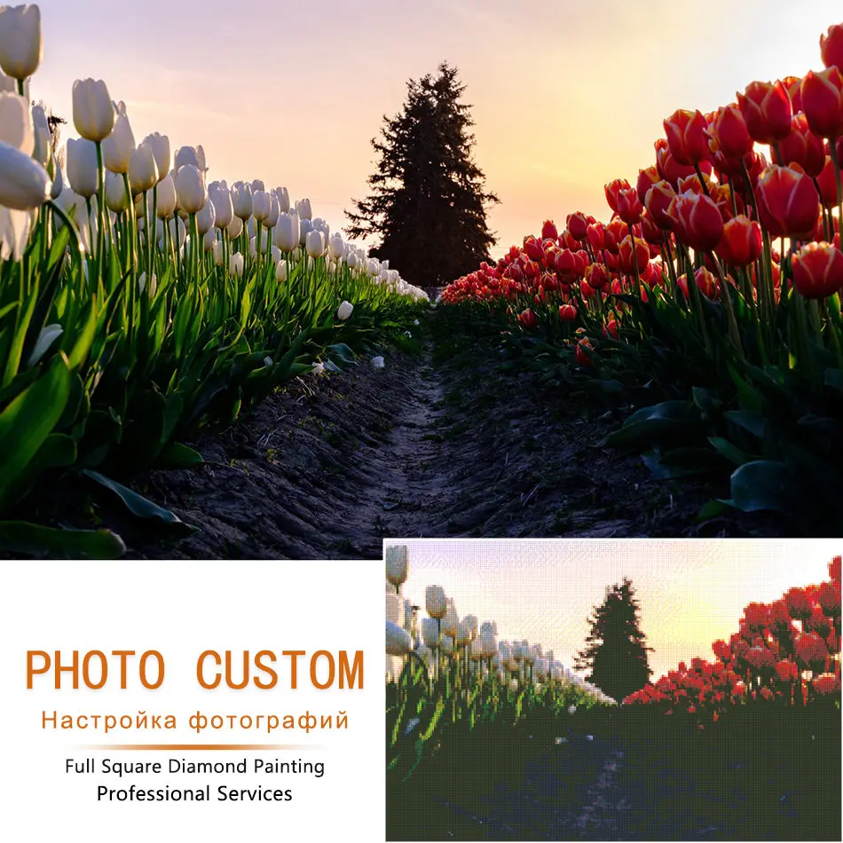 

Custom Photo! Flowers photos Full Square/Round Drill 5D DIY Diamond Painting Personal Custom Cross Stitch 5D Mosaic Embroidery
