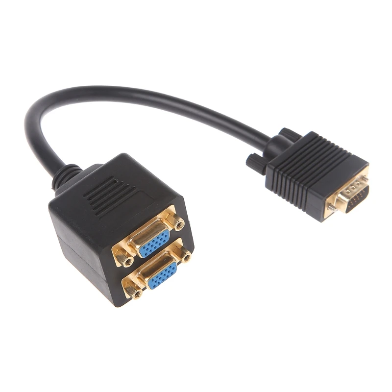 

1pc New VGA Splitter Cable 1 to Dual 2 30cm Converter Adapter For Computer Monitor Video Black Cable 30cm