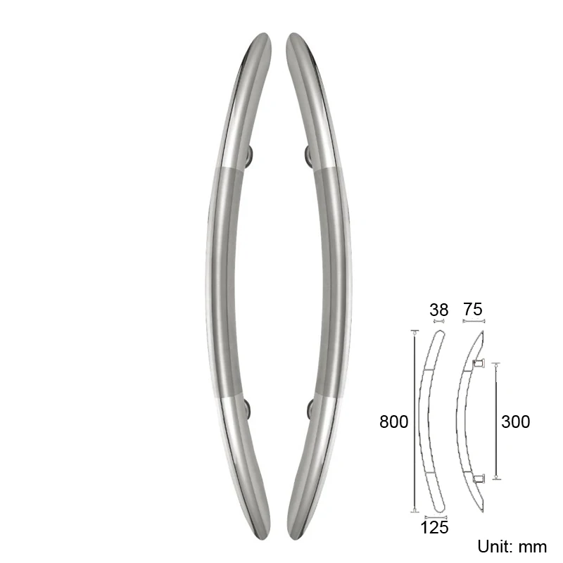 Арочной входная дверь ручкой 304 Нержавеющая сталь тянуть/push ручки для Деревянный/Рамки/Стекло Дверные рамы PA-1932-38* 800 мм
