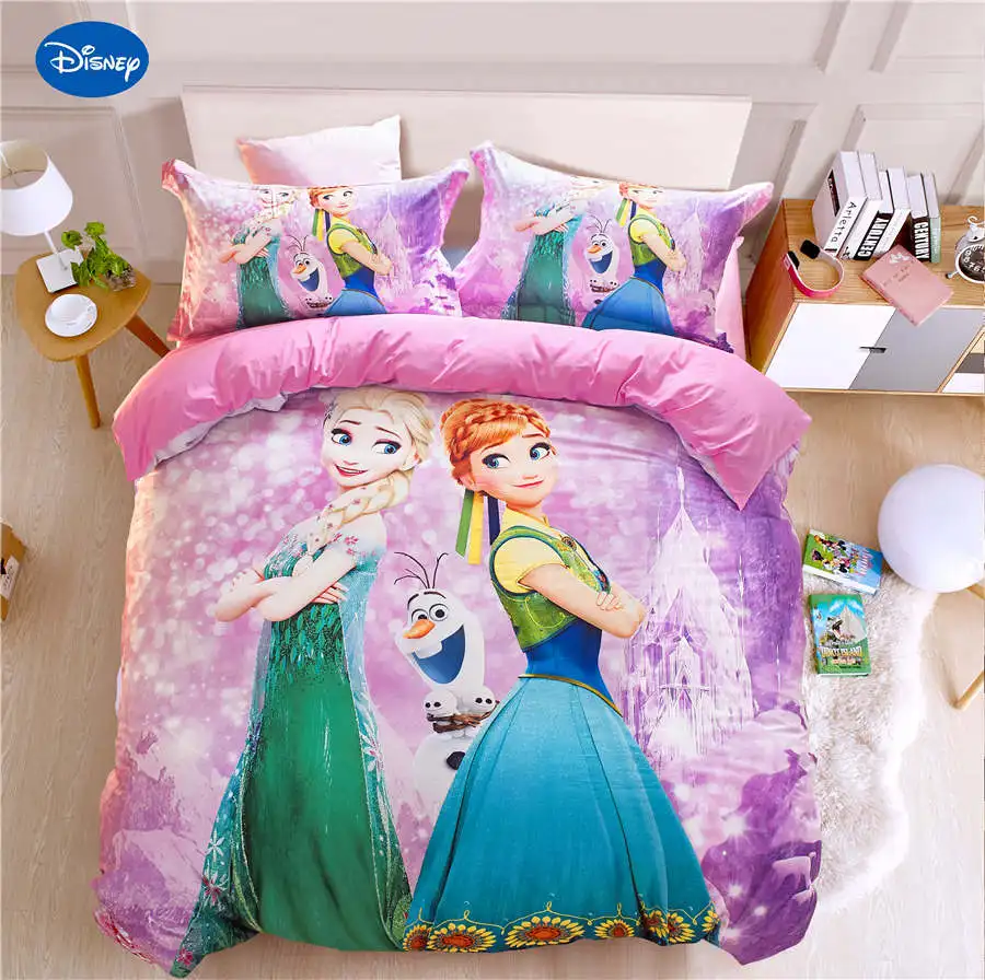 Frozen Bedding Set Queen Size Alsa And Anna Printed Duvet Cover