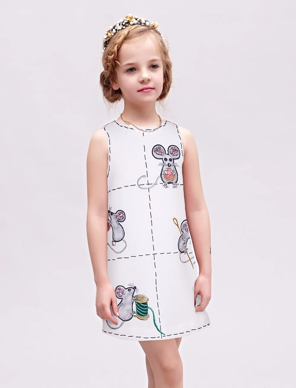 

Girl Dress Kids Clothes 2016 Summer Kids Dresses for Girls Clothes Mouse Pattern Toddler Dress with Crystal Robe Princesse Fille