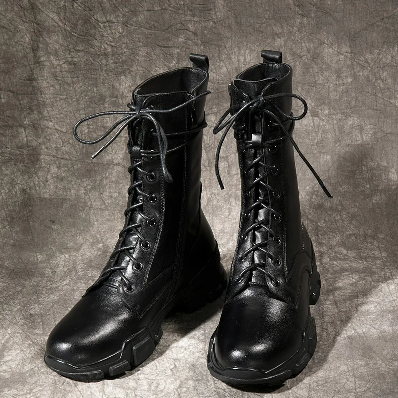 Botas Motocicleta black Redonda Tobillo Pie Casual Femenino black Plush Dedo Plush Atado Zapatos Plataforma Short Invierno Cuero Wetkiss Mujeres Militar Del Negro black Calzado Cruzado De gqIC5twqx