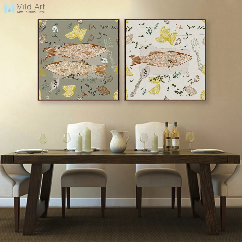 

Vintage Retro Fish Dish Food Poster Print Animal Picture Canvas Painting Japanese Kitchen Home Restaurant Wall Art Deco No Frame