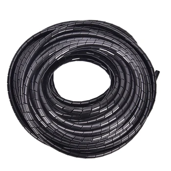 

6mm Outside Dia 13M PE Sheath Tube Spiral Range Cache Cable Cord Wire Organizer PC TV Black