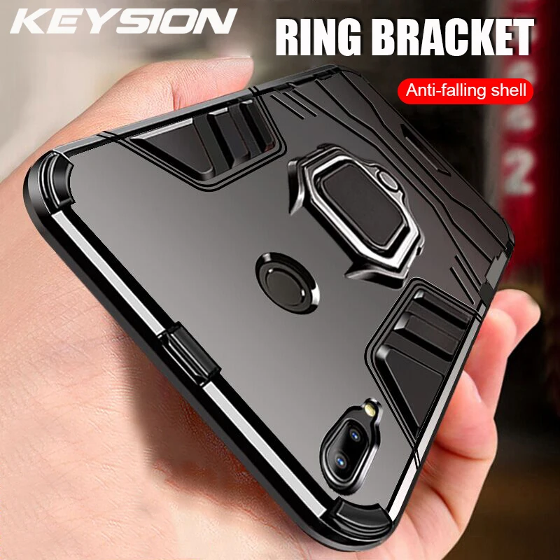 

KEYSION Shockproof Armor Case For Samsung Galaxy A30 A20 A10 Stand Holder Car Ring Phone Cover for Samsung Galaxy A20 A30 A10 50