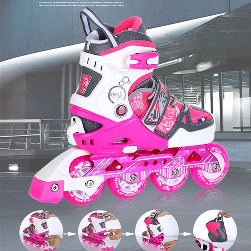 فلاش الأسطوانة أحذية تزلج سباق التعرج مضمنة الشارع اليومي فرشاة الزلاجات واقية دعوى للطفل للجنسين قابل للتعديل Patines أون لينيا IA05