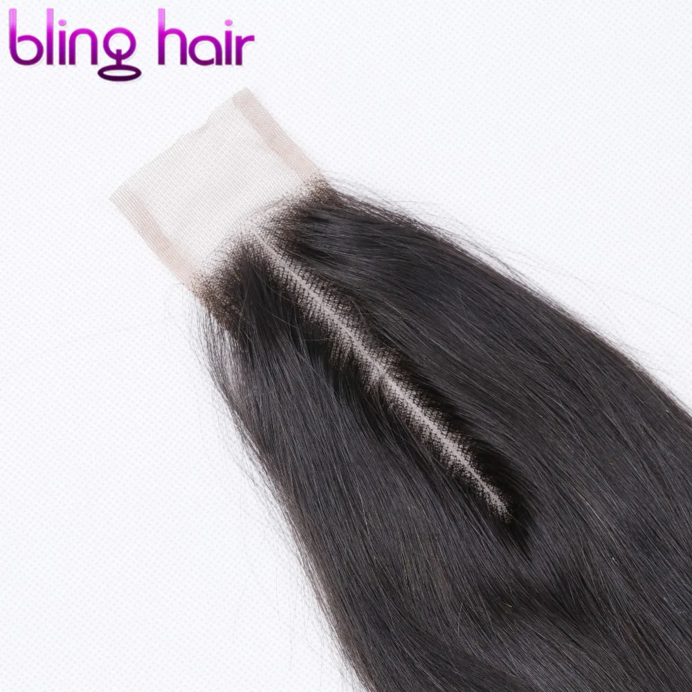 Bling Hair 2*6 бразильские прямые волосы с детскими волосами средняя часть швейцарское кружево Remy человеческие волосы натуральный цвет