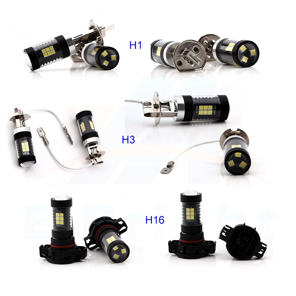 4X DC 12V 3030 21 SMD 9005 9006 H1 H3 H4 H7 H8 H11 H16 P13W P15D 6500K светодиодные противотуманные фары