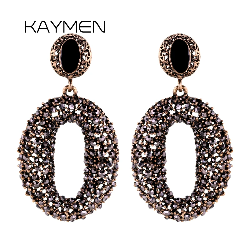 

Newest Oval Dangle Drop Earrings for Women Fashion Full Rhinesotnes Luxury Statement Vintage Earrings Party Gift jewelry