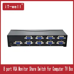 8 портов VGA видео коммутатор 8 вход 1 выход VGA монитор хаб разъемов для компьютера ТВ коробка
