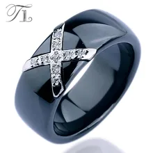 TL Factory Price Fashion Rings Jewelry Female White Black Ceramic Boho Rings With Inlaid Crystal Cubic Zircon Rings for Women