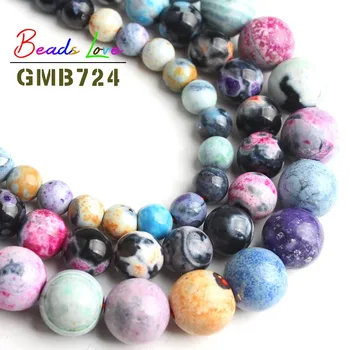 

Natural Stone Colorful Flame Agata Round Loose Beads For Jewelry Making DIY Bead Bracelet Necklace Jewellery 6 8 10mm 15 Inch