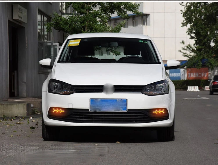 Osmrk led drl дневного света для Volkswagen polo- с динамическим движущимся желтым поворотным сигналом и синим ночным светом