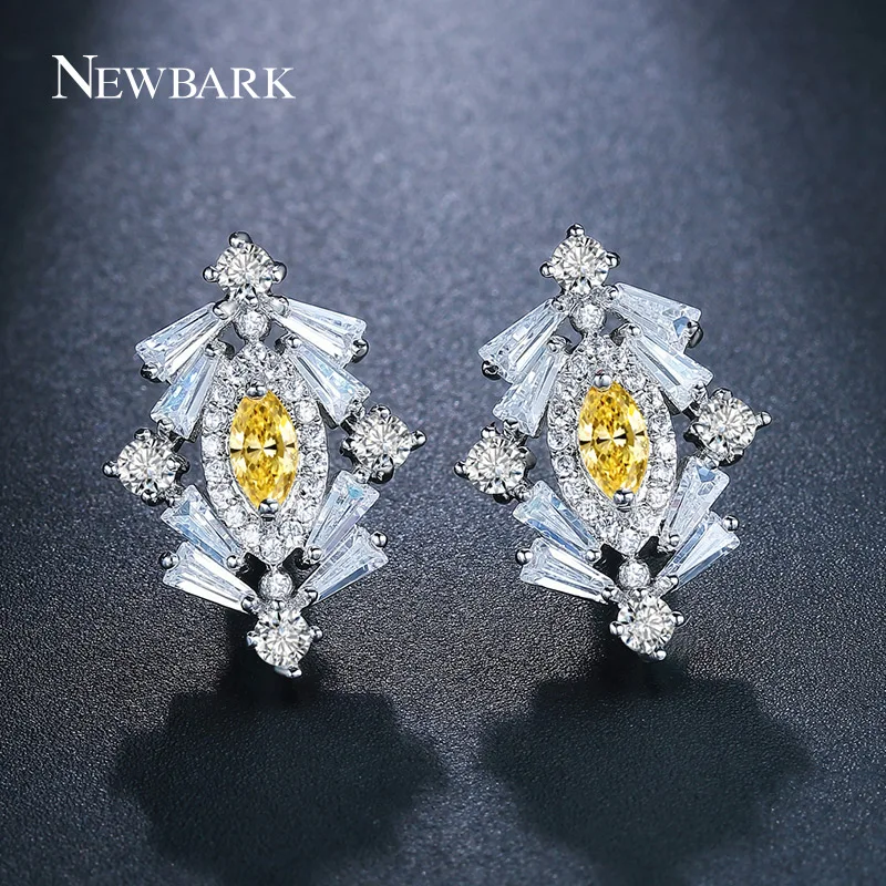 Newbark прекрасных деревьев формы серьгу полностью кубических zirconis желтый кристалл