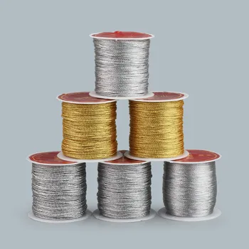 

0.2/0.4/0.6/0.8/1mm Silver Gold Nylon Cord Wire Roll Thread String Rope Bead Tassel DIY Braided Bracelet Necklace Making Finding