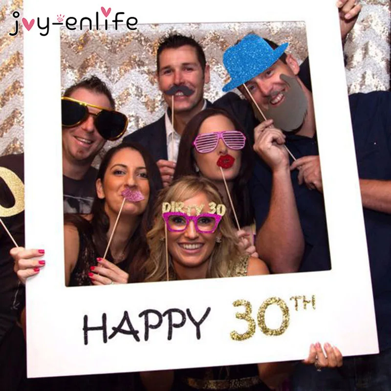 JOY-ENLIFE 1 комплект мужские и женские Стиль 30th на день рождения реквизит для фотосессии смешные усы 30 годовщина украшения для вечеринки, дня рождения поставки