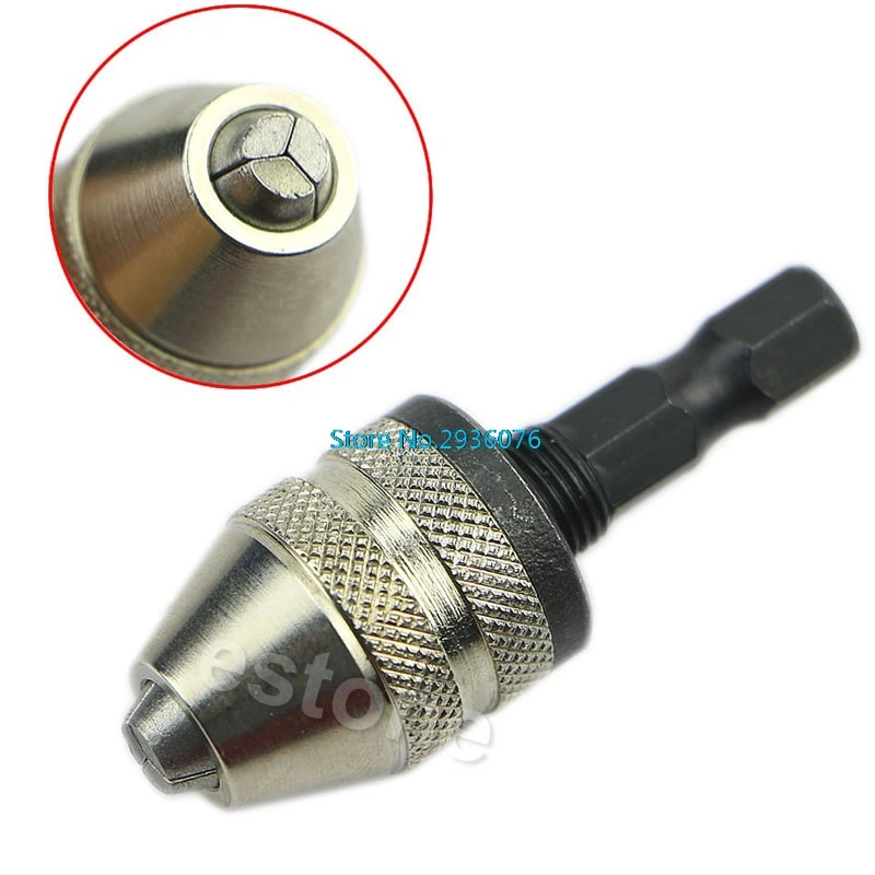 0.3 3mm Keyless Drill Chuck Screwdriver Impact Driver Adaptor 1/4 Inch