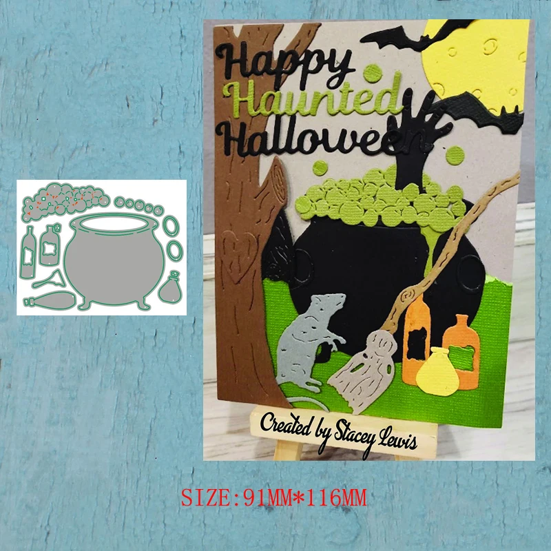 

LLove CCraft Halloween Cauldron and potion Metal Cutting Dies for DIY Scrapbooking Album Paper Cards Decorative Crafts Embossing