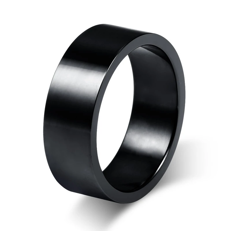 8mm Classic Wide Chunky Ring for Men Gold Color Silver Color Black Stainless Steel Male Ring Alliance Wedding Jewelry