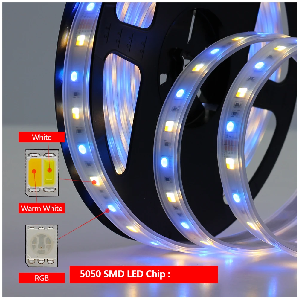 Светодиодная лента RGB + CCT 5050 12 в пост. Тока белый теплый 60 светодиодов/м 5 м/лот RGBW