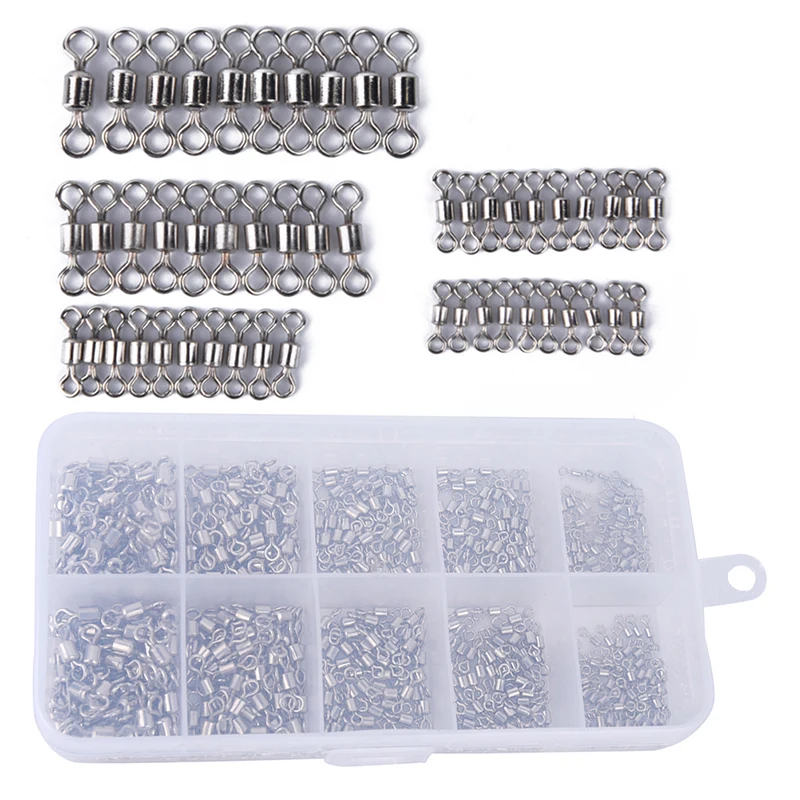 

500pcs/lot Fishing Tackle Accessories Fishing Swivels 4# 6# 8# 10# 12# Rolling Swivel Connector For Fishing hooks 8 Shape