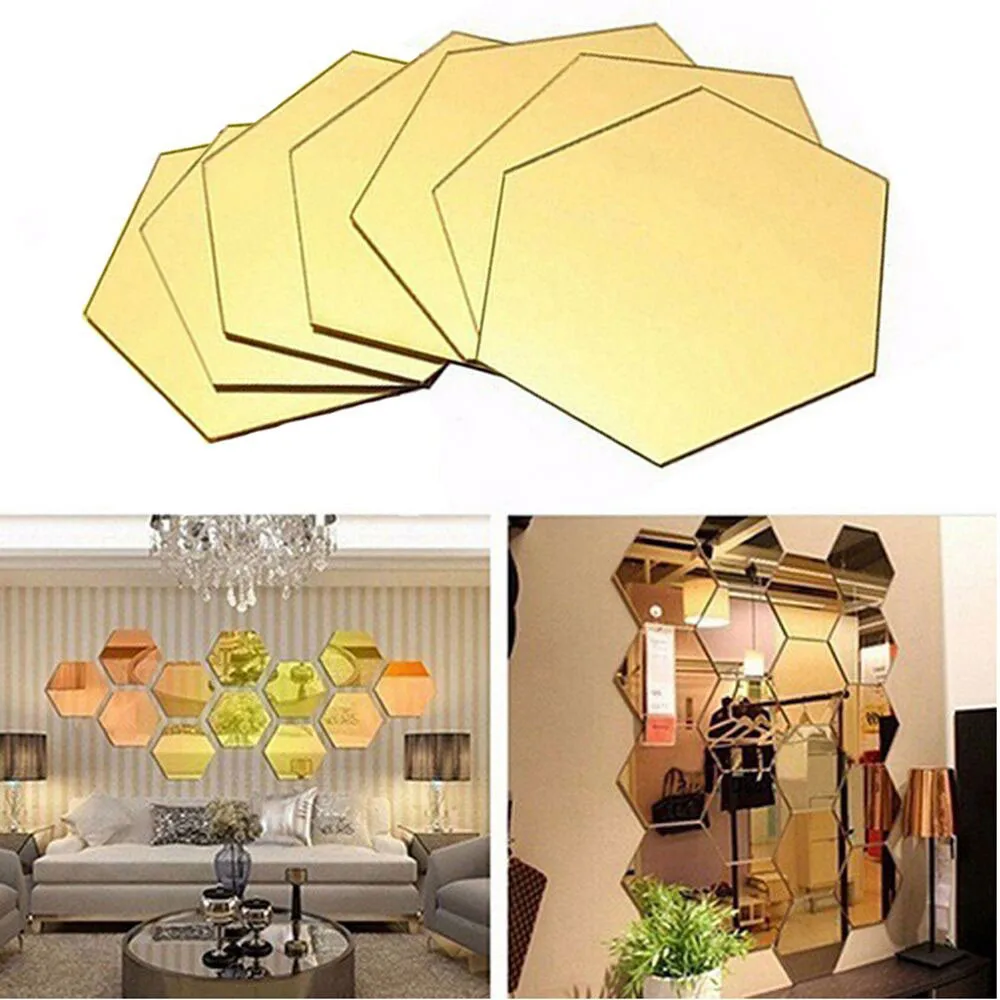 

7Pcs Brand New 3D Mirror DIY Stickers Removable Hexagon Vinyl Wall Decar Home Decor Fashion Crafts Mirror Wall Stickers LL