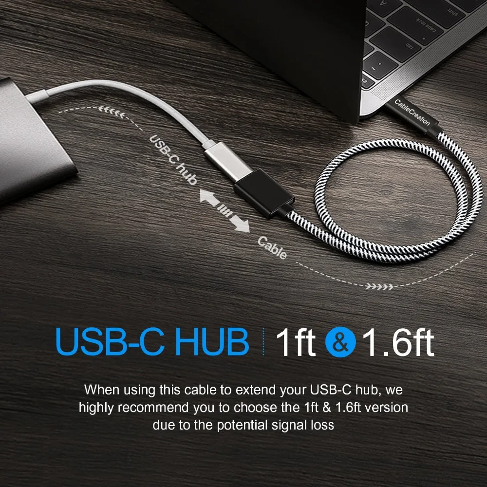 Кабель USB Type C CableCreation SuperSpeed 10 Гбит/с 3 1 Тип Папа мама Удлинительный кабель