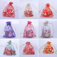 100 шт разноцветные прозрачные органзы конфеты шнурок мешочек для украшений Упаковка подарочные сумки Свадебные подарки для гостей свадебные принадлежности
