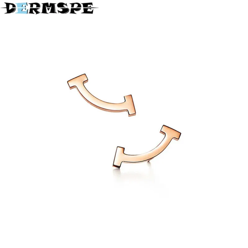 

DERMSPE TIFF 925 Sterling Silver Jewelry Smiley Earrings Fashion Ladies Elegant Rose Gold Earrings DIY Gift