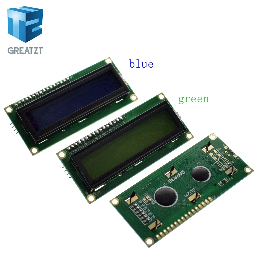 

GREATZT 1PCS LCD1602 1602 module Blue green screen 16x2 Character LCD Display Module HD44780 Controller blue blacklight