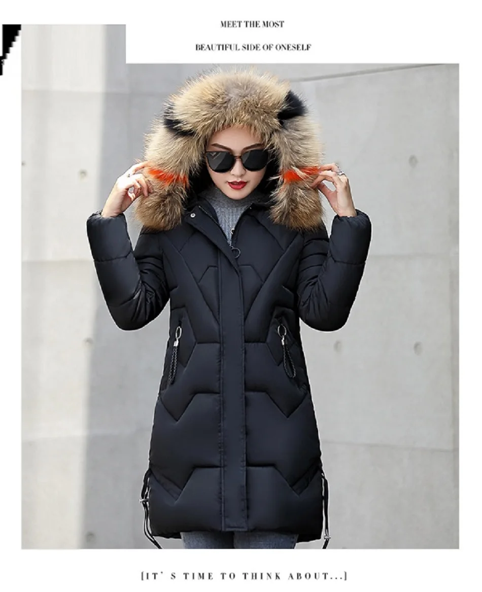 TYJTJY, зимняя женская куртка,, модное зимнее пальто для женщин, женская куртка, облегающее длинное пальто для девушек, Casaco Feminino - Цвет: black
