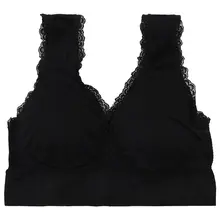 WOSAWE Горячая распродажа! Женский спортивный бюстгальтер, мягкий кружевной бюстгальтер, бюстгальтер для спортзала, йоги, спортивный жилет(XXL, черный