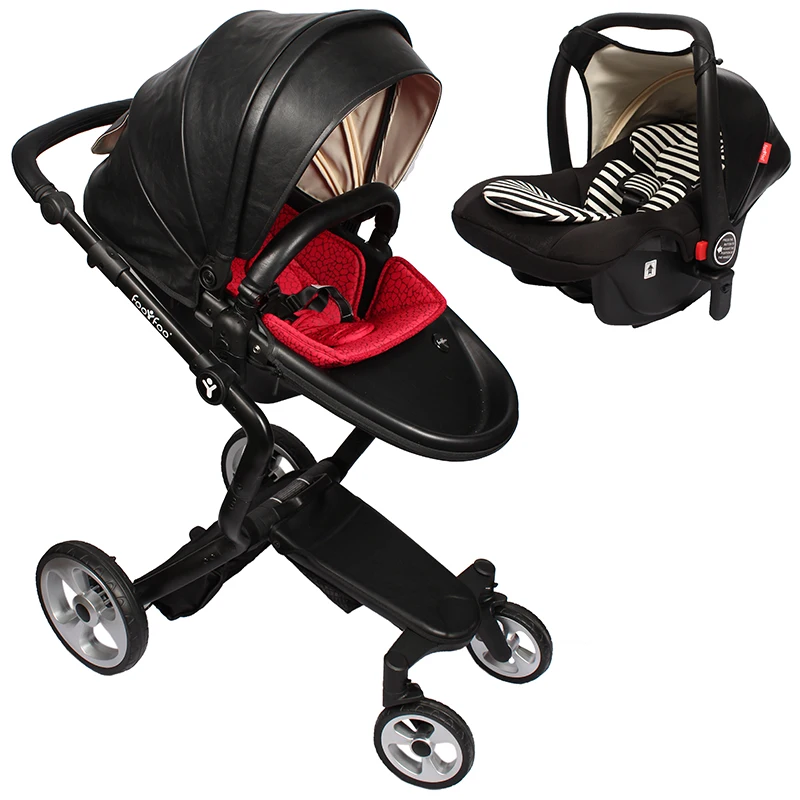 

foofoo Luxury high landscape shock strollers can sit reclining stroller baby stroller two-way dual summer with car seet