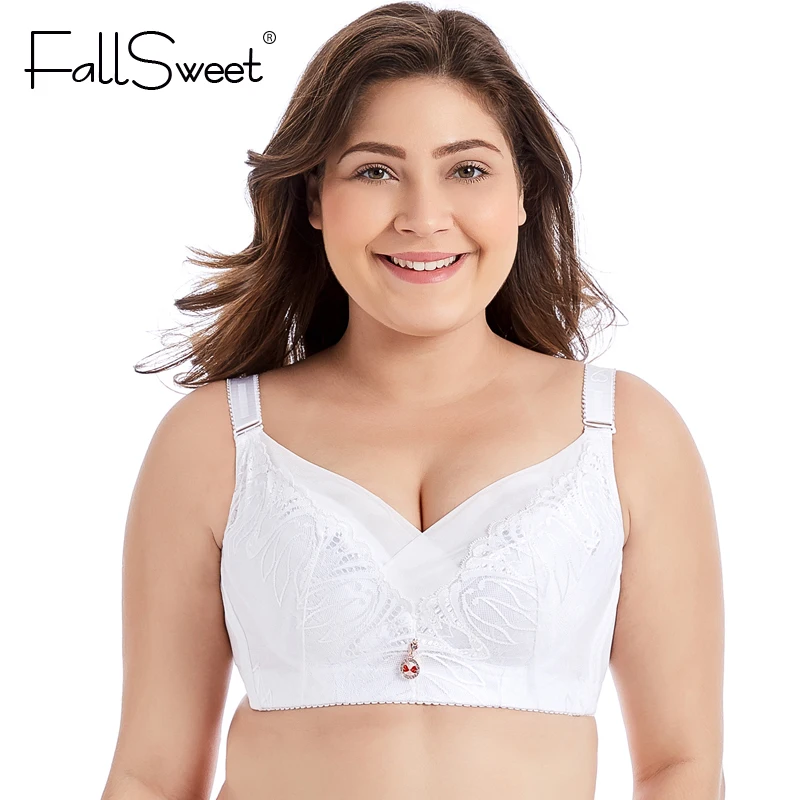 FallSweet Full Coverage Comfortable Bra for Women Full Cup Non Padded Minimizer Bra White Black