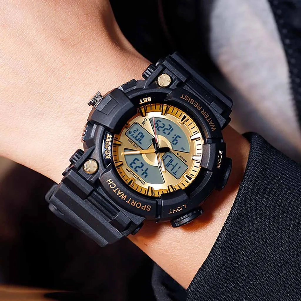 Новые спортивные часы reloj Trend, модные классические мужские часы, светодиодный двойной дисплей, мужские часы relogio Montre Homme relogio, цифровой