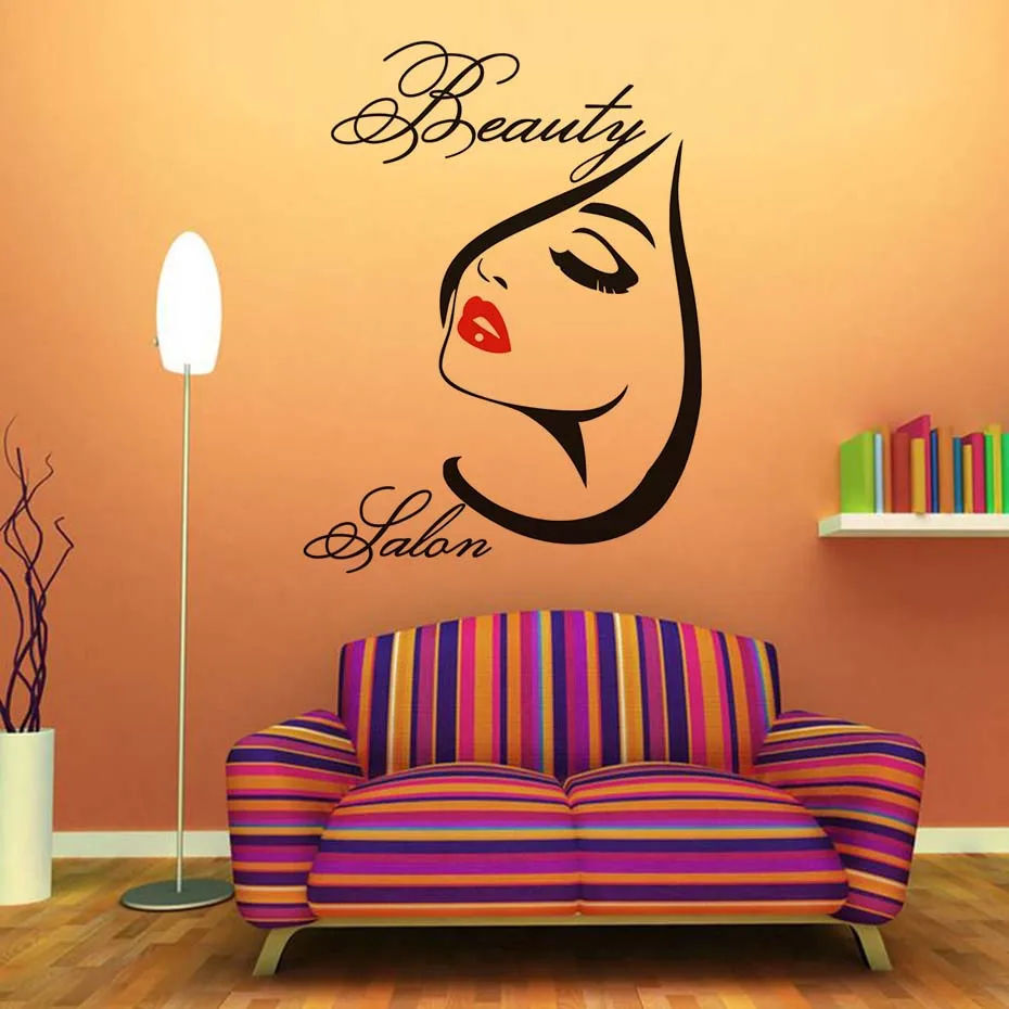 Removable Vinyl Wall Stickers Beauty Salon Spa Makeup Red Lips Wall Art