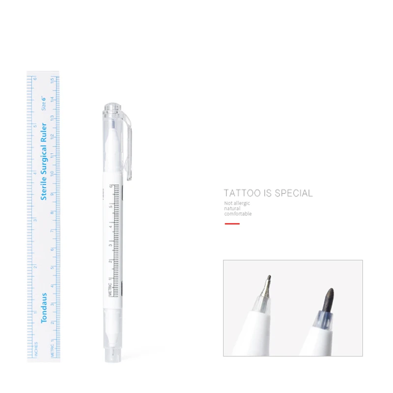 1PC Double side Surgical Skin Marker eyebrow pen measuring ruler Microblading Positioning Piercing Tool Tattoo accesories supply