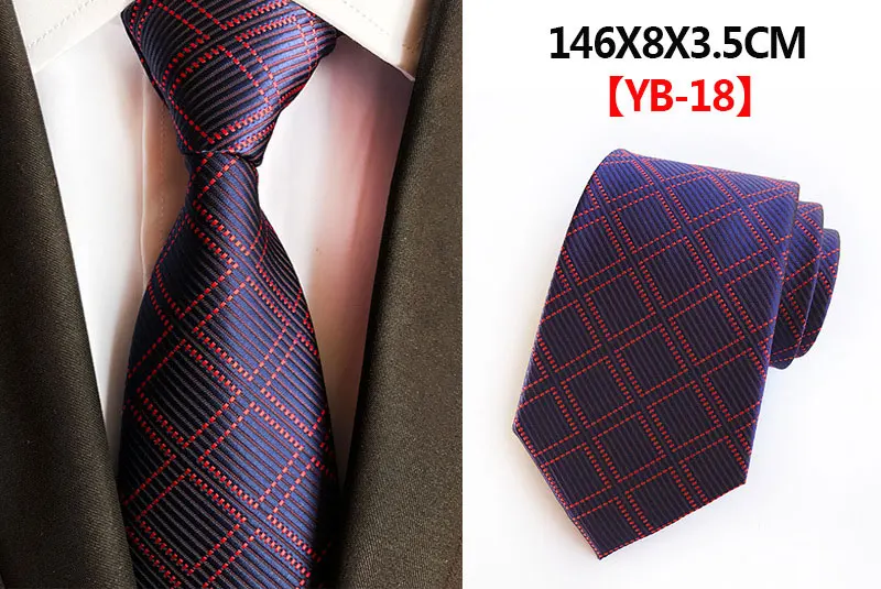 Шелковый мужской деловой галстук с узором пейсли, модный жаккардовый галстук на шею, красный, желтый, серебристый, для свадебной вечеринки, в клетку, в полоску, 8 см, формальный галстук - Color: W18